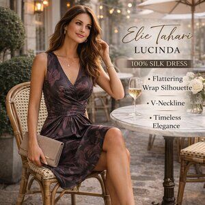 Elie Tahari Lucinda Silk Dress Sleeveless V Neck Wrap Style Designer Luxe Summer